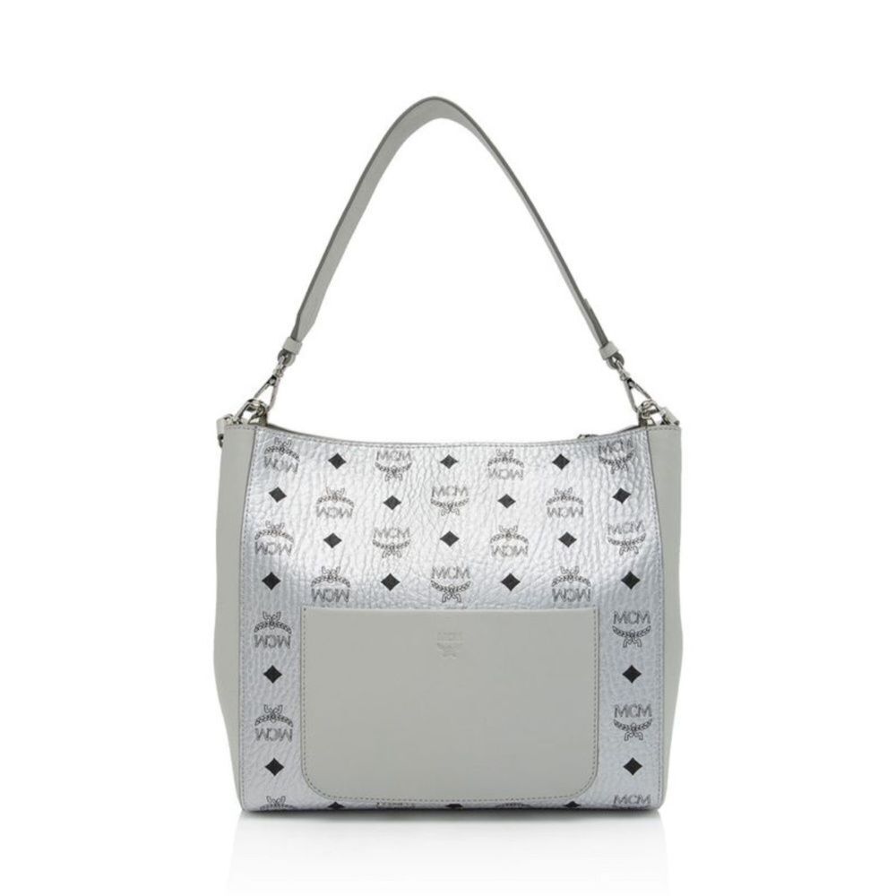 NWT MCM Metallic Visetos Leather Aren Medium Hobo